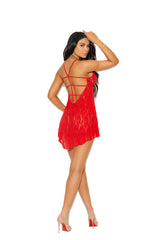 EM12037 Elegant Moments Lace Babydoll And Matching G-string
