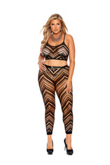 EM12082 Elegant Moments Zig Zag Crochet Net Cami Top And Matching Leggings