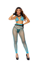 EM12092 Elegant Moments Diamond Net String Bra Top And Matching Leggings
