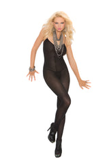 EM1601 Elegant Moments Bodystocking opaco con tirantes finos y entrepierna abierta