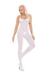 EM1601 Elegant Moments Bodystocking opaco con tirantes finos y entrepierna abierta