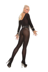 EM1606 Elegant Moments Bodystocking opaco de manga larga con entrepierna abierta