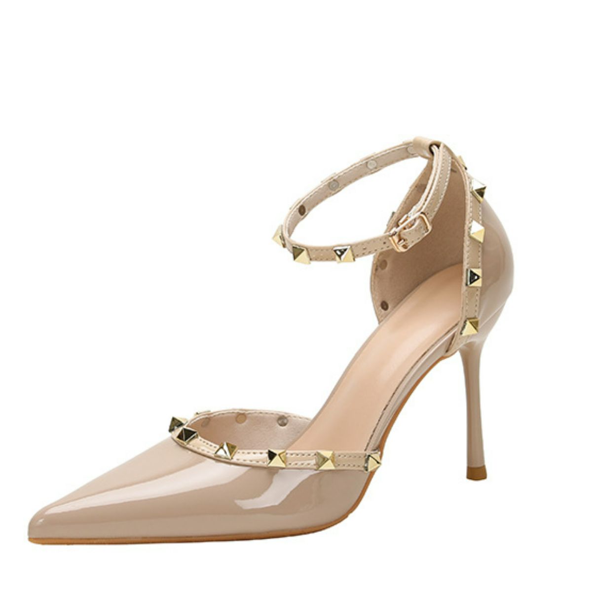 TR-10060056065 Rivet Detail Point Toe Stiletto Pumps