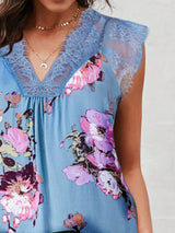 TR-10010016019 Lace Detail V-Neck Tank