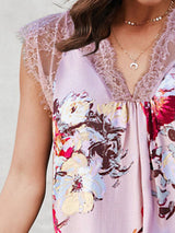 TR-10010016019 Lace Detail V-Neck Tank