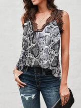 TR-10010016019 Lace Detail V-Neck Tank