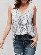 TR-10010016019 Lace Detail V-Neck Tank