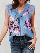 TR-10010016019 Lace Detail V-Neck Tank