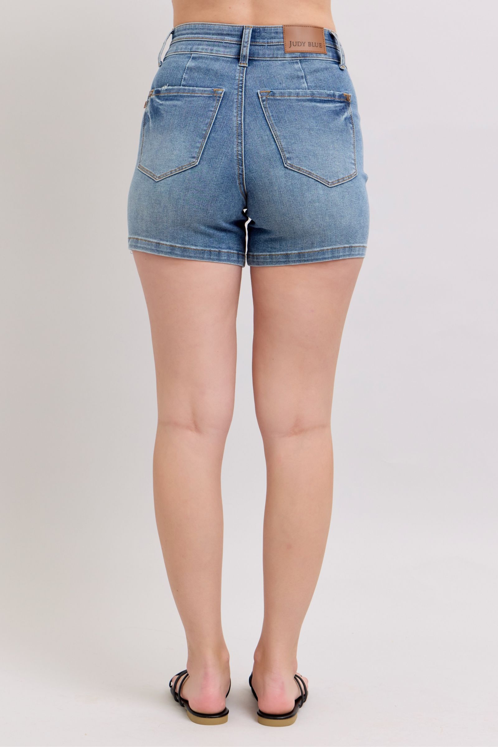 TR-10010092646 Judy Blue Full Size High Rise Tummy Control Denim Shorts Plus Size