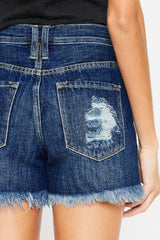 TR-10010059534 Kancan Raw Hem Button-Fly Denim Shorts
