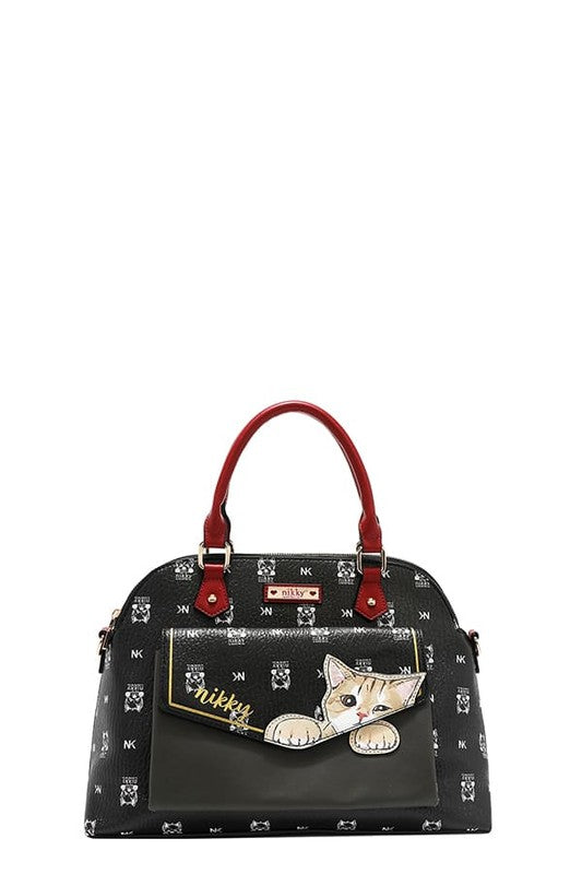 TR-10070041085 Nicole Lee USA Eco-Leather Cat Dome Bag