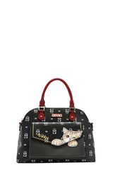 TR-10070041085 Nicole Lee USA Bolso de piel sintética con forma de cúpula de gato