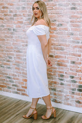 TR-10010092139 Off-Shoulder Short Sleeve Split Dress