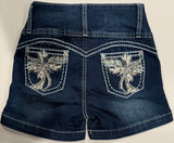 DJ5312 Vintage Daisy Levanta Cola Jean Shorts