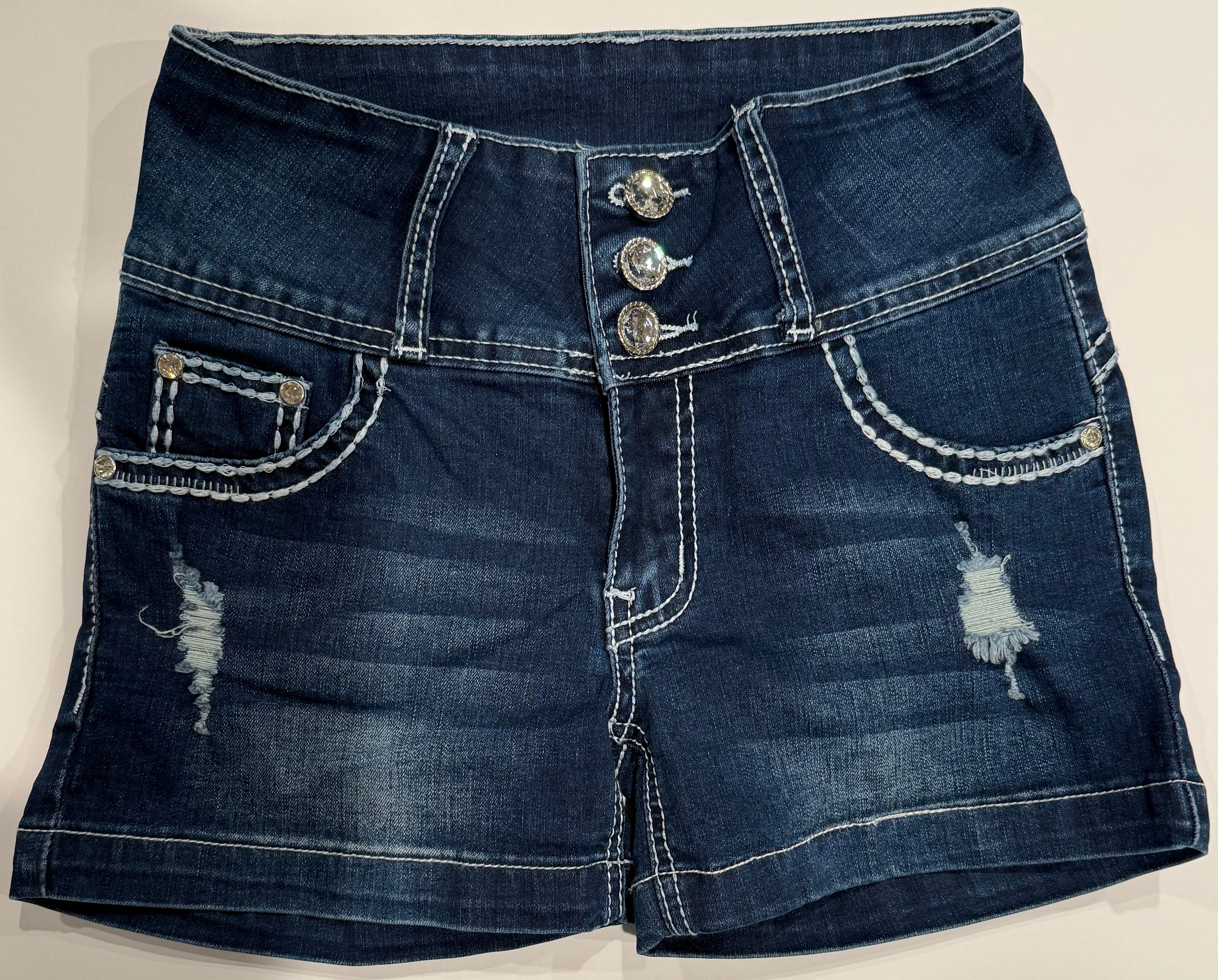 DJ5312 Vintage Daisy Levanta Cola Jean Shorts