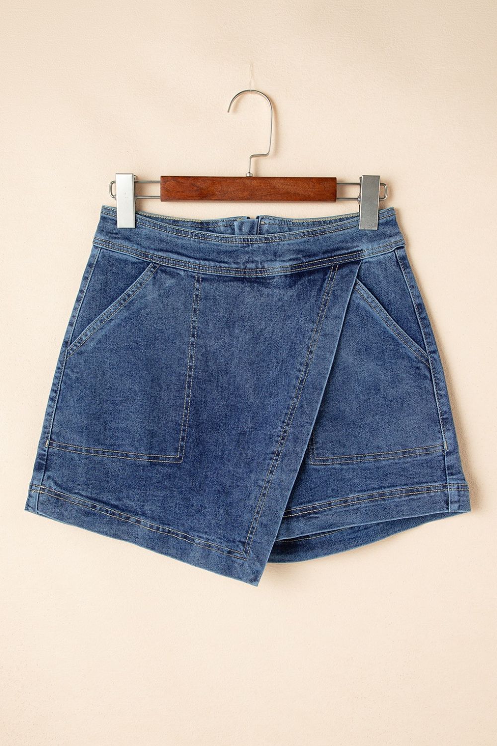 TR-10010026391 Asymmetrical Denim Skort with Pockets