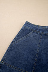 TR-10010026391 Asymmetrical Denim Skort with Pockets