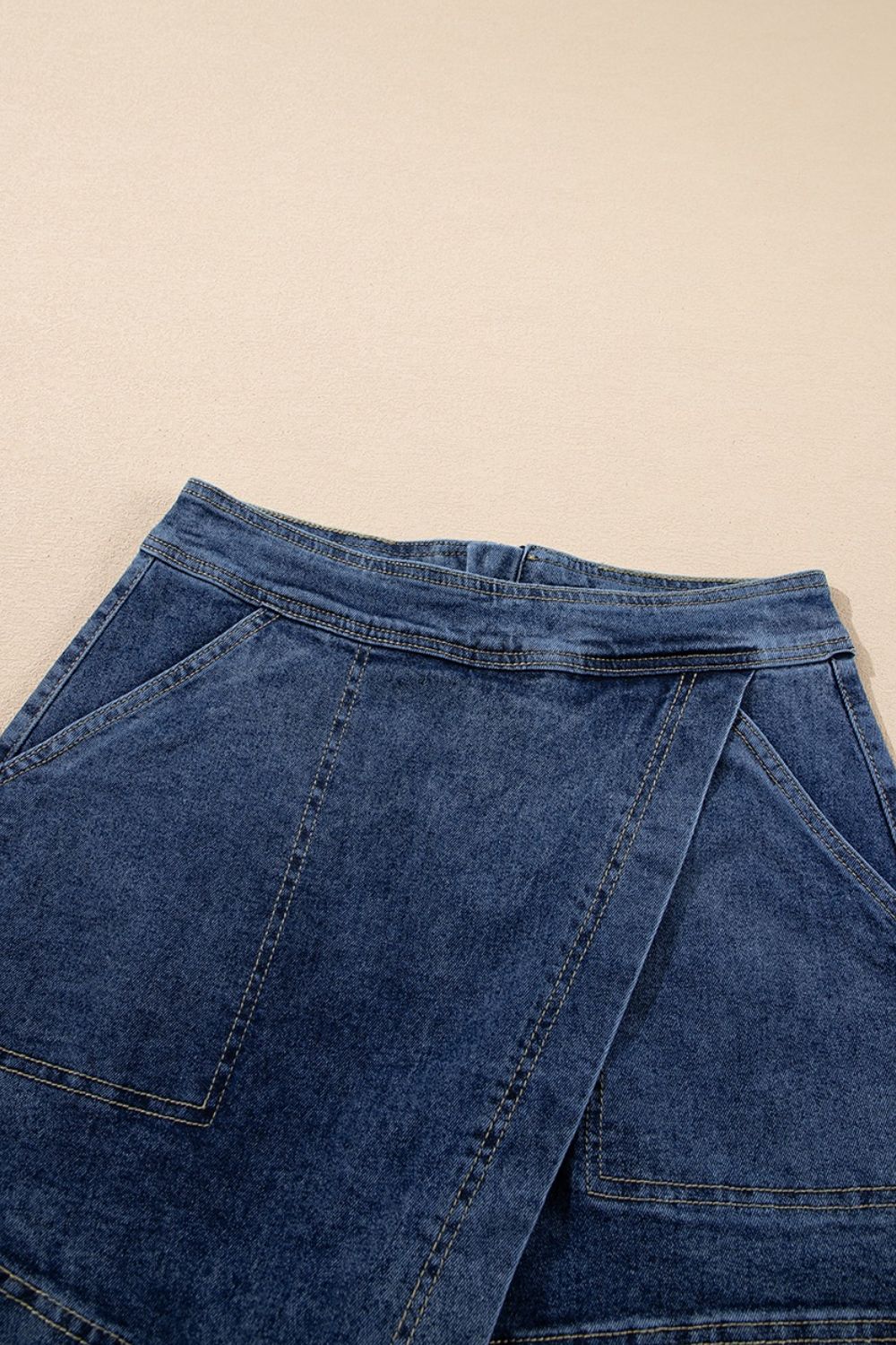 TR-10010026391 Asymmetrical Denim Skort with Pockets