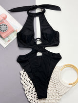 TR-10010002365 Cutout Halter Neck One-Piece Swimwear