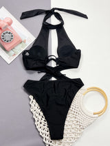 TR-10010002365 Cutout Halter Neck One-Piece Swimwear