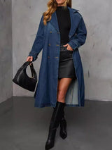 TR-10010068823 Button Up Long Sleeve Longline Denim Jacket
