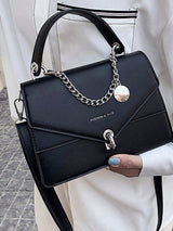 TR-10070047318 Bolso de mano con cadena de cuero sintético y correa de hombro desmontable
