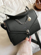 TR-10070047318 Bolso de mano con cadena de cuero sintético y correa de hombro desmontable