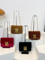TR-10070038912 Bolso de hombro con cadena de color liso