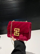 TR-10070038912 Bolso de hombro con cadena de color liso
